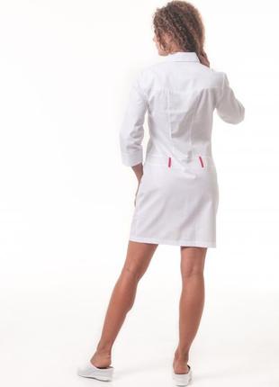 Медичний халат джорджія білий (5 кольорів)6 фото