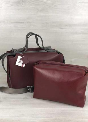 2в1 стильная женская сумка малика бордового цвета2 фото