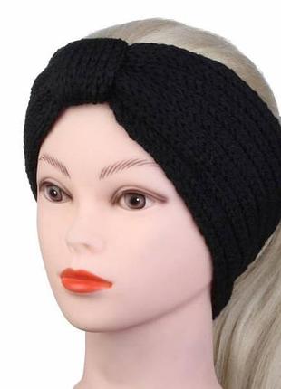 Пов'язка на голову жіноча вовняна чорна