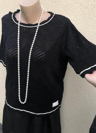 Трикотажная блуза,кофточка ажурная,джемпер,этно бохо стиль,премиум бренд,odd molly.2 фото