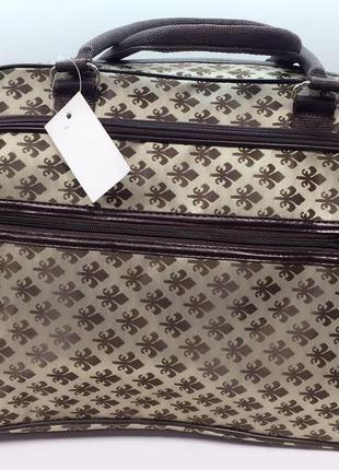 Сумка в дорогу текстильна жіноча бежева 50*35*21