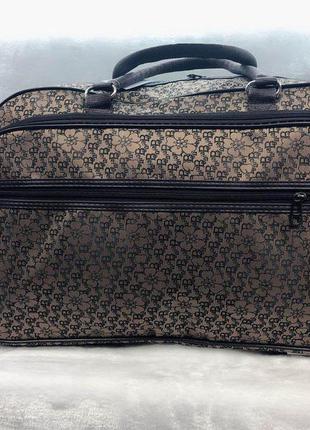 Сумка в дорогу текстильна велика жіноча коричнева