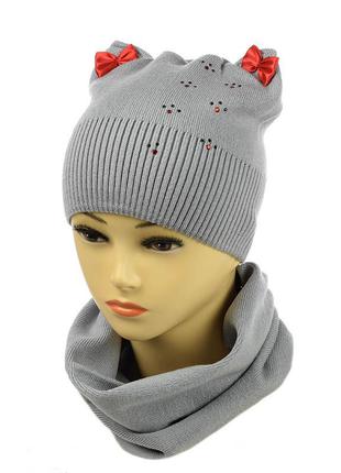 Набір шапка з вушками і снуд
