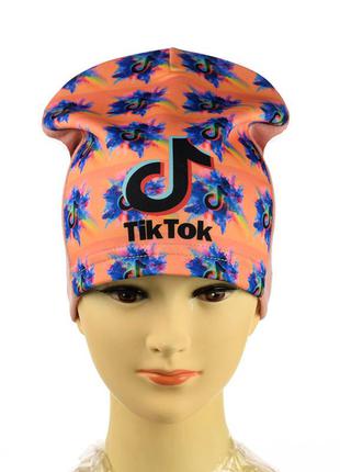 Трикотажная шапка для девочки  "tik-tok"