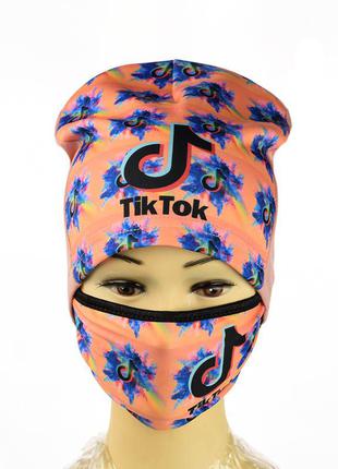 Трикотажная шапка для девочки  "tik-tok"3 фото