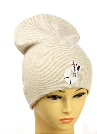Подростковая шапка "tik-tok" бежевый