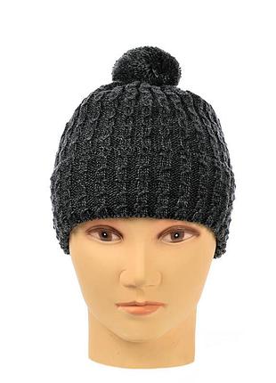 Шапка на флісі з помпоном