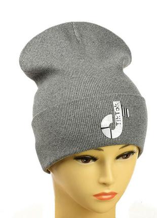 Подростквая шапка  "tik-tok" серый