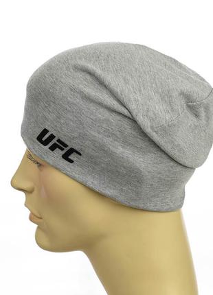 Трикотажная шапка с патчем "ufc" cветло-серый2 фото