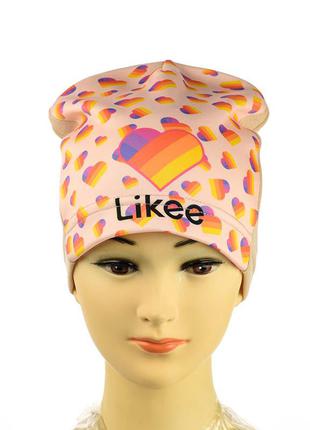 Трикотажная шапка для девочки "likee"1 фото