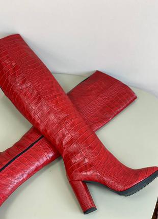 Червоні чоботи 💈tower дизайнерські +фотоотзыв пітон осінь зима