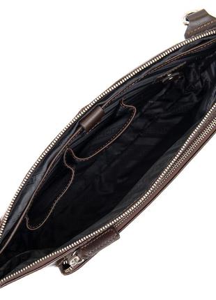 Шкіряна чоловіча прямокутна сумка для ноутбука grande pelle 11438 коричневий3 фото
