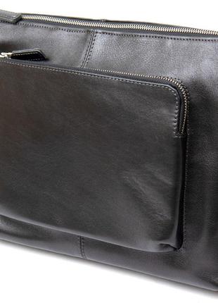Кожаная мужская сумка для ноутбука grande pelle 11437 черный1 фото