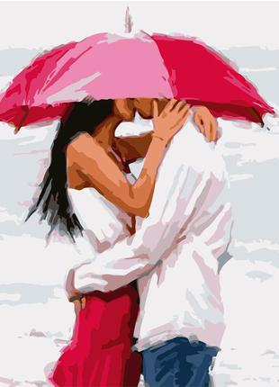 Картина за номерами va-1575 поцілунок під парасолькою, 40х50 см strateg1 фото