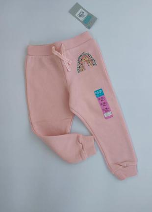 Розовые спортивные штаны штанишки с начесом на флисе с манжетами primark 86 см 12-18 месяцев