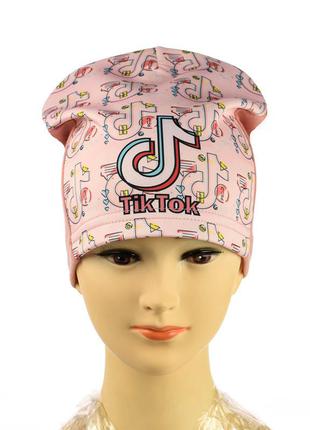 Трикотажная шапка для девочки  "tik-tok"