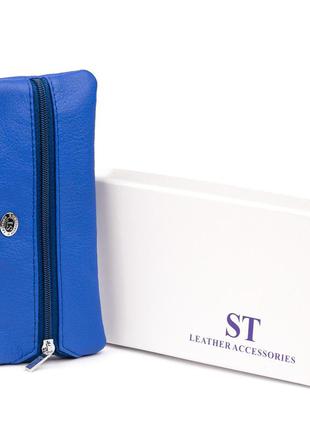 Ключница-кошелек с кармашком унисекс st leather 19351 синяя5 фото