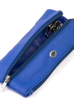 Ключница-кошелек с кармашком унисекс st leather 19351 синяя4 фото