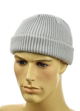 Шапка міні-біні в стилі "монатік" світло-сірий