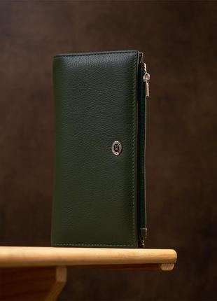 Красивый женский кожаный кошелек st leather 19377 зеленый6 фото