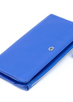 Кошелек-клатч из кожи с карманом для мобильного st leather 19312 синий
