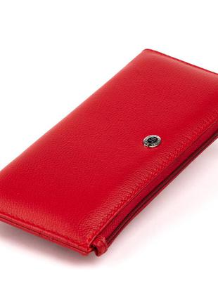 Горизонтальный тонкий кошелек из кожи женский st leather 19330 красный1 фото