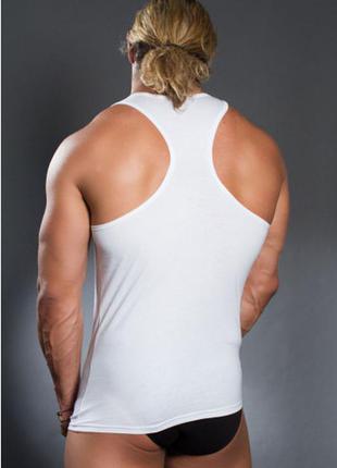 Чоловіча майка-борцовка біла бавовна розмір l doreanse 2070