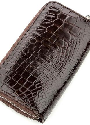 Клатч чоловічий crocodile leather 18526 з натуральної шкіри крокодила коричневий2 фото