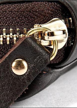 Мужской клатч-барсетка с ремешком на руку vintage 14655 коричневый9 фото