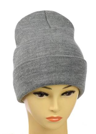 Шапка-лопата "new" без декору сірий