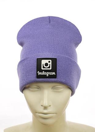 Шапка с резиновым патчем "instagram" фиалковый