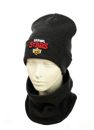 Зимовий підлітковий комплект темно-сірий