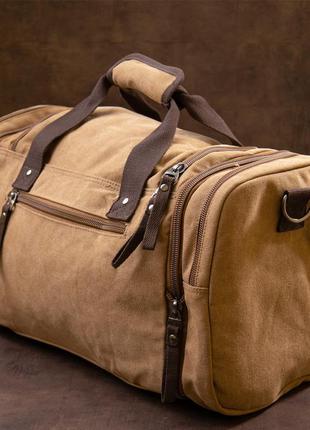 Дорожня сумка текстильна vintage 20666 коричнева7 фото