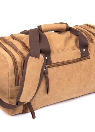 Дорожня сумка текстильна vintage 20666 коричнева2 фото