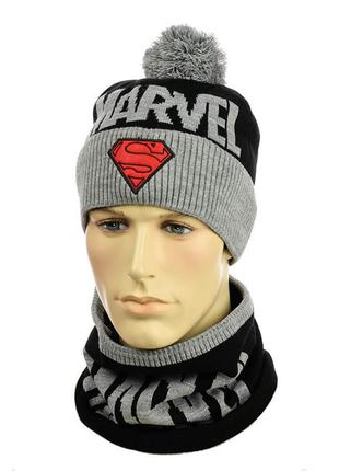 Молодежный набор шапка и снуд "супермен"1 фото