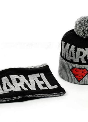 Молодежный набор шапка и снуд "супермен"2 фото