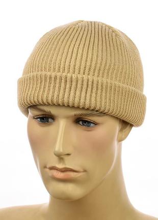 Шапка міні-біні в стилі "монатік" темно-бежевий