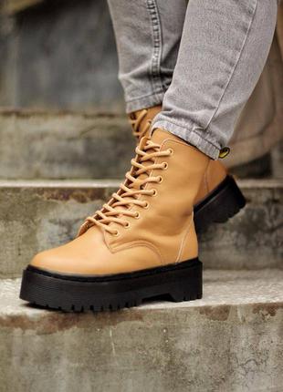 🍁dr martens jadon premium beige🍁❤️супер ціна❤️черевики жіночі весна-осінь доктор мартінс на платформі бежеві, демісезонні
