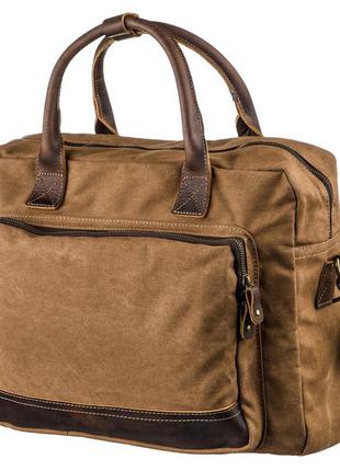 Текстильная сумка для ноутбука легкая vintage 20118 коричневая1 фото