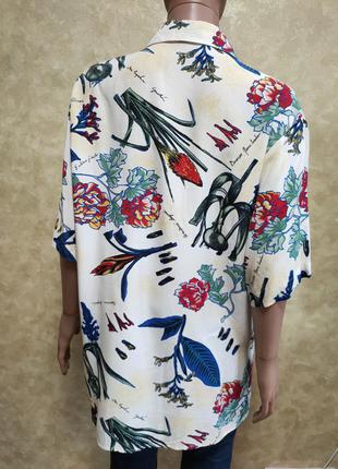 Винтажная блуза с коротким рукавом в принт вискоза4 фото