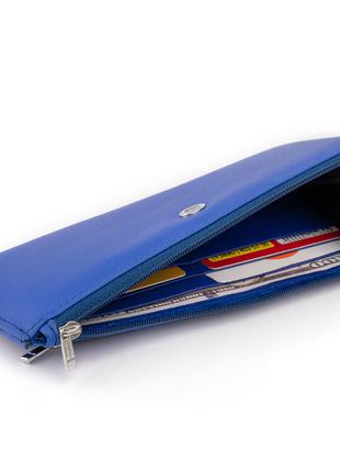 Горизонтальний тонкий гаманець зі шкіри унісекс st leather 19329 синій3 фото