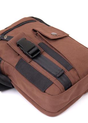 Универсальная текстильная мужская сумка на два отделения vintage 20661 коричневая3 фото