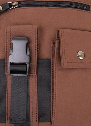 Универсальная текстильная мужская сумка на два отделения vintage 20661 коричневая4 фото