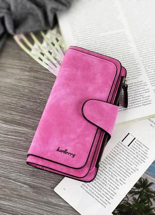 Жіночий замшевий гаманець клатч baellerry forever dark pink1 фото