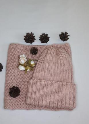 Комплект вязаний (шапка+снуд)3 фото