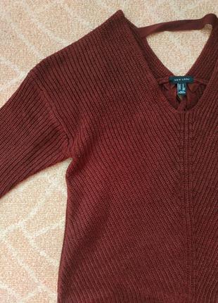 Бордовый вязаный свитер с красивой спинкой atmosphere3 фото