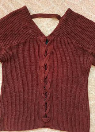 Бордовый вязаный свитер с красивой спинкой atmosphere6 фото