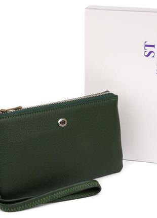 Вместительный клатч из двух частей женский st leather 19253 зеленый5 фото