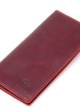 Кожаное винтажное портмоне grande pelle 11468 бордовый1 фото