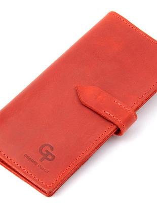 Шкіряне вінтажне жіноче портмоне grande pelle 11470 червоний1 фото